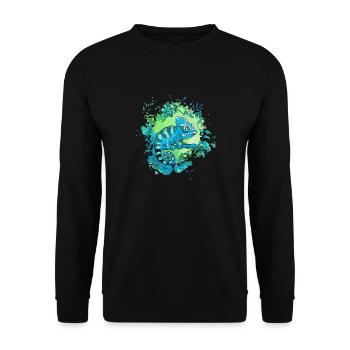 Chameleonaire A Rich Lizard für - Unisex Pullover - Schwarz - Vorne - Alina (178cm) & Michal (187cm)