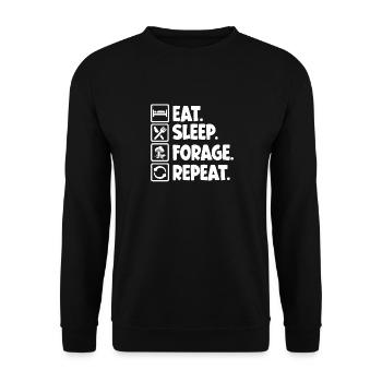 Manger Dormir Fourrage Répéter Cueilleur de champignons - Sweat-shirt Unisexe - noir - Devant - Alina (178cm) & Michal (187cm)