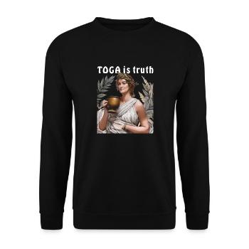 Frau TOGA is truth - Unisex Pullover - Schwarz - Vorne - Alina (178cm) & Michal (187cm)