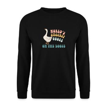 Worlds Silliest Goose On The Loose - Unisex Sweatshirt - black - Front - Alina (178cm) & Michal (187cm)