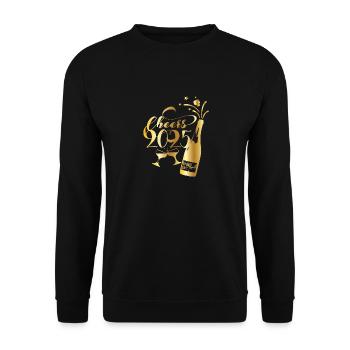 Cheers 2025 – New Year's Eve design with sparkling wine and glasses - Unisex Sweatshirt - black - Front - Alina (178cm) & Michal (187cm)