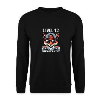 Level 12 Freigeschaltet Gamer Geburtstag Gaming - Unisex Pullover - Schwarz - Vorne - Alina (178cm) & Michal (187cm)