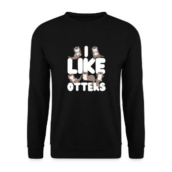 Otter I Like Otters - Unisex Sweatshirt - black - Front - Alina (178cm) & Michal (187cm)