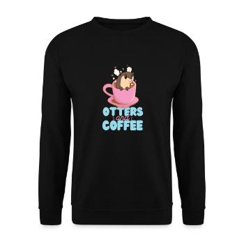 Otter Coffee Otters And Coffee - Unisex Sweatshirt - black - Front - Alina (178cm) & Michal (187cm)