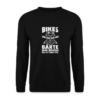 Bearded Biker Bearded Motorcyclist Motorcycle - Unisex Sweatshirt - black - Front - Alina (178cm) & Michal (187cm)