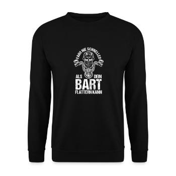 Bärtiger Biker Bartträger Motorradfahrer Motorrad - Unisex Pullover - Schwarz - Vorne - Alina (178cm) & Michal (187cm)