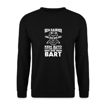 Bärtiger Biker Bartträger Motorradfahrer Motorrad - Unisex Pullover - Schwarz - Vorne - Alina (178cm) & Michal (187cm)