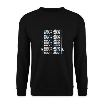 HECHT JÄGER Lustiges Angler Outfit Hecht Angeln - Unisex Pullover - Schwarz - Vorne - Alina (178cm) & Michal (187cm)