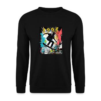 1993 SKAETER Born in the best year - Unisex Pullover - Schwarz - Vorne - Alina (178cm) & Michal (187cm)