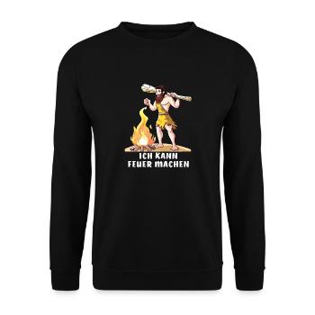 NEANDERTHAL I CAN MAKE FIRE - Unisex Sweatshirt - black - Front - Alina (178cm) & Michal (187cm)