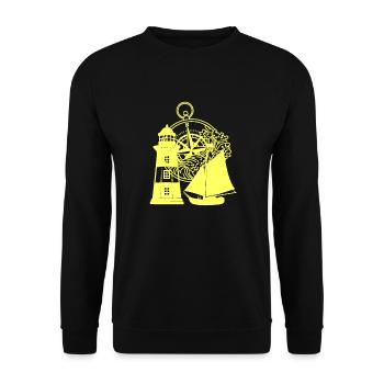 Phare maritime Boussole Voilier Navire - Sweat-shirt Unisexe - noir - Devant - Alina (178cm) & Michal (187cm)