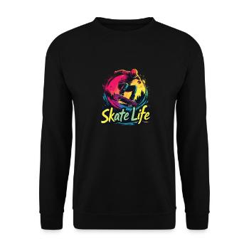 Skate Life Skateboard Skater Skateboarding - Unisex Pullover - Schwarz - Vorne - Alina (178cm) & Michal (187cm)