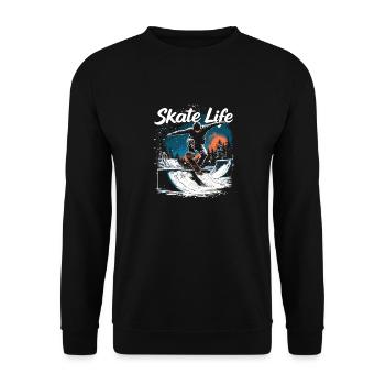 Skate Life Skateboard Skater Skateboarding - Unisex Pullover - Schwarz - Vorne - Alina (178cm) & Michal (187cm)