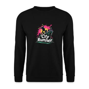 City Runner Stadtläufer - Unisex Sweatshirt - black - Front - Alina (178cm) & Michal (187cm)