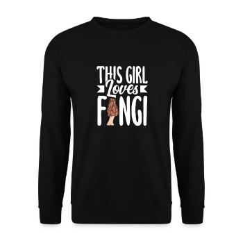 This Girl Loves Mushrooms - Unisex Sweatshirt - black - Front - Alina (178cm) & Michal (187cm)