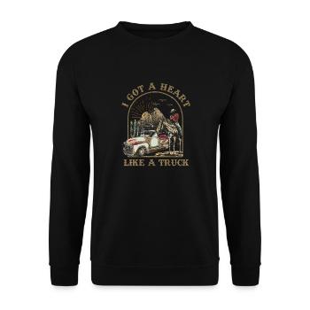 Ich habe ein Herz wie ein Truck - Unisex Pullover - Schwarz - Vorne - Alina (178cm) & Michal (187cm)