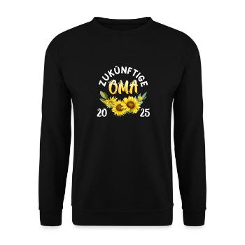ZUKÜNFTIGE OMA 2025 Großmutter Bald Oma Werdende - Unisex Pullover - Schwarz - Vorne - Alina (178cm) & Michal (187cm)
