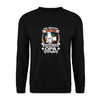 Opi DIE BESTEN VÄTER WERDEN ZUM OPA BEFÖRDERT - Unisex Pullover - Schwarz - Vorne - Alina (178cm) & Michal (187cm)