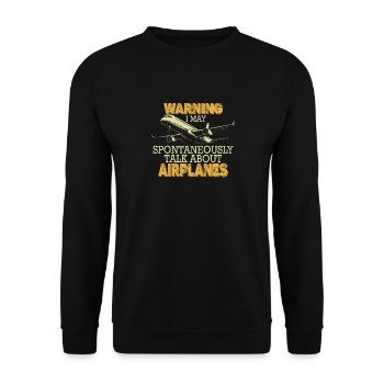 Achtung Ich Rede Spontan Über Flugzeuge Lustige - Unisex Pullover - Schwarz - Vorne - Alina (178cm) & Michal (187cm)