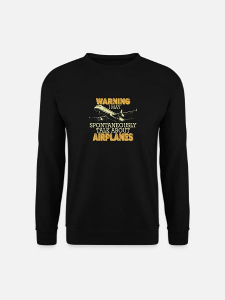 Achtung Ich Rede Spontan Über Flugzeuge Lustige - Unisex Pullover - Schwarz