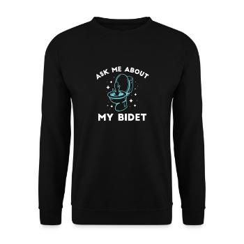 Frage Mich Nach Meinem Bidet Humorvolle Aussage - Unisex Pullover - Schwarz - Vorne - Alina (178cm) & Michal (187cm)