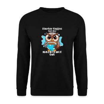 LE CAFÉ FORT OWL EST BON POUR LES NOCTAMBULES - Sweat-shirt Unisexe - noir - Devant - Alina (178cm) & Michal (187cm)