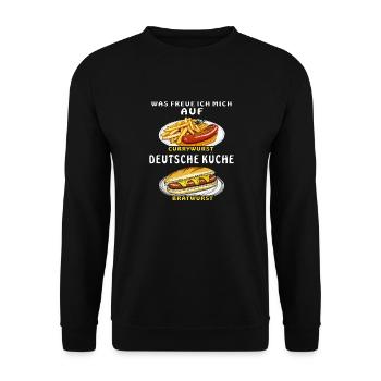 FREUE MICH AUF DEUTSCHE KÜCHE - Unisex Pullover - Schwarz - Vorne - Alina (178cm) & Michal (187cm)