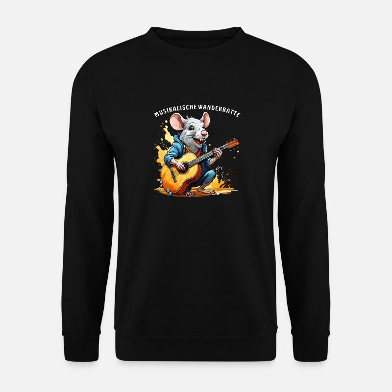 RATTE GITARRE MUSIKALISCHE WANDERRATTE - Unisex Pullover - Schwarz