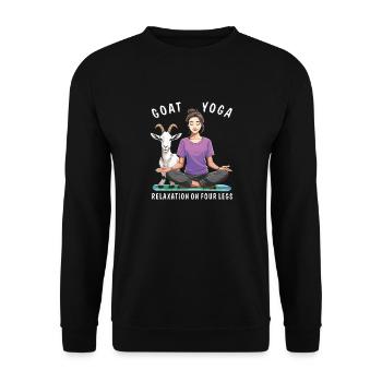 ZIEGENYOGA RELAXATION ON FOUR LEGS - Unisex Pullover - Schwarz - Vorne - Alina (178cm) & Michal (187cm)