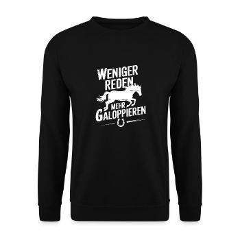 Pferdeliebhaber Pferde Mädchen Reiten Reiterin - Unisex Pullover - Schwarz - Vorne - Alina (178cm) & Michal (187cm)