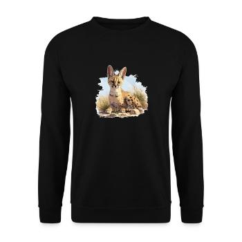 Servale Serval - Unisex Pullover - Schwarz - Vorne - Alina (178cm) & Michal (187cm)