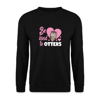 Loutre Jeu de mots Soyez gentil avec les loutres - Sweat-shirt Unisexe - noir - Devant - Alina (178cm) & Michal (187cm)