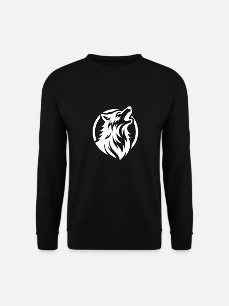 Heulender Wolf als Beschützer des Waldes - Unisex Pullover - Schwarz