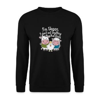Je suis végétalien Je ne mange rien qui pète - Sweat-shirt Unisexe - noir - Devant - Alina (178cm) & Michal (187cm)