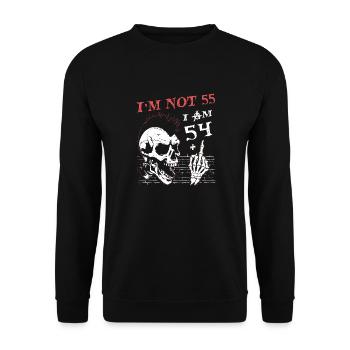 I Am 54 Plus Middle Finger - 55th Birthday - Unisex Sweatshirt - black - Front - Alina (178cm) & Michal (187cm)