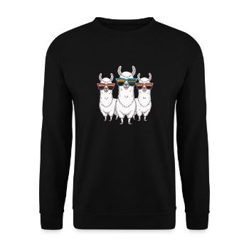 Cool alpacas with sunglasses - Unisex Sweatshirt - black - Front - Alina (178cm) & Michal (187cm)