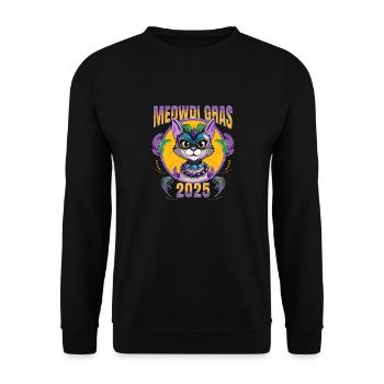 Meowdi Grass Cat Lover Mardi Party 2025 - Unisex Sweatshirt - black - Front - Alina (178cm) & Michal (187cm)