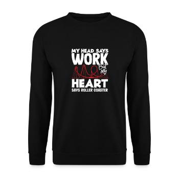Mon cœur dit l’aventure des montagnes russes - Sweat-shirt Unisexe - noir - Devant - Alina (178cm) & Michal (187cm)