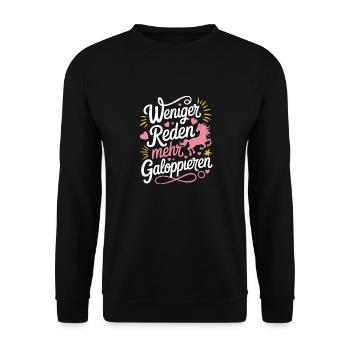Pferdeliebhaber Pferde Mädchen Reiten Reiterin - Unisex Pullover - Schwarz - Vorne - Alina (178cm) & Michal (187cm)