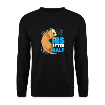 Couple Loutre Jeu de mots Saint-Valentin - Sweat-shirt Unisexe - noir - Devant - Alina (178cm) & Michal (187cm)