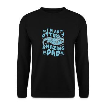 Otter Dad Pun I'm An Otterly - Unisex Pullover - Schwarz - Vorne - Alina (178cm) & Michal (187cm)