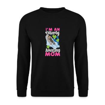 Otter Mom Pun I'm An Otterly - Unisex Pullover - Schwarz - Vorne - Alina (178cm) & Michal (187cm)