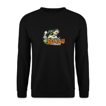 DONAU MEISTER Lustiges Angeln Hobby Angler - Unisex Pullover - Schwarz - Vorne - Alina (178cm) & Michal (187cm)