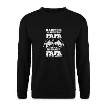 KARPFEN ANGLER PAPA WIE EIN NORMALER PAPA Lustiges - Unisex Pullover - Schwarz - Vorne - Alina (178cm) & Michal (187cm)