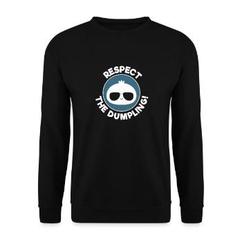 Respektiere Den Knödel Coole Dumpling Illustration - Unisex Pullover - Schwarz - Vorne - Alina (178cm) & Michal (187cm)