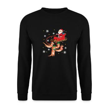 Otter Christmas Santa Sleigh - Unisex Pullover - Schwarz - Vorne - Alina (178cm) & Michal (187cm)