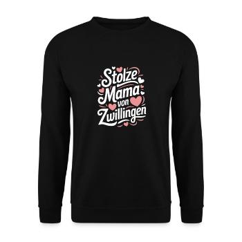 Zwillingsmama Zwillings Mutter Mama von Zwillingen - Unisex Pullover - Schwarz - Vorne - Alina (178cm) & Michal (187cm)