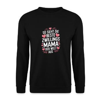 Zwillingsmama Zwillings Mutter Zwillinge Mama - Unisex Pullover - Schwarz - Vorne - Alina (178cm) & Michal (187cm)