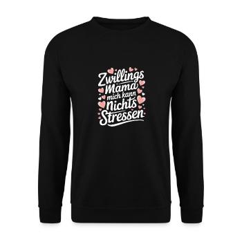 Zwillingsmama Mama von Zwillingen Zwillings Mutter - Unisex Pullover - Schwarz - Vorne - Alina (178cm) & Michal (187cm)