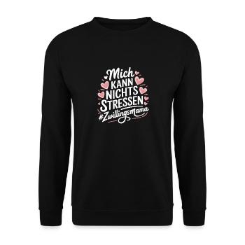 Zwillingsmama Mama von Zwillingen Zwillings Mutter - Unisex Pullover - Schwarz - Vorne - Alina (178cm) & Michal (187cm)